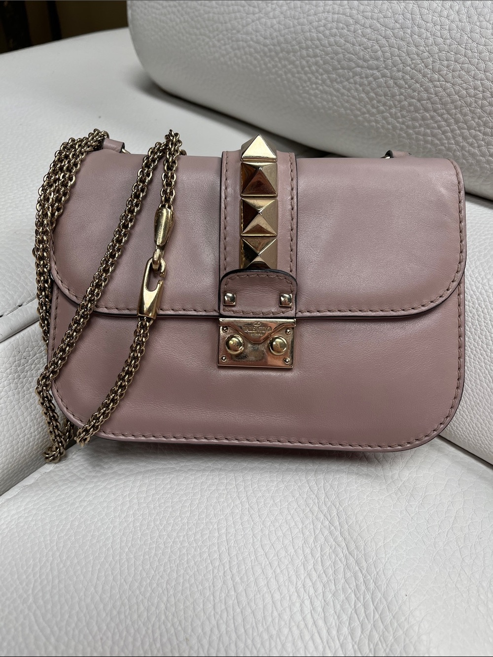 Valentino Garavani Rockstud Antique Rose Calfskin Shoulder or Crossbody Bag